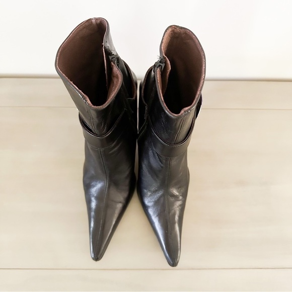 Paloma Barcelo Black Leather Colorful Heel Ankle Buckle Contemporary Boots 39 - Picture 4 of 11